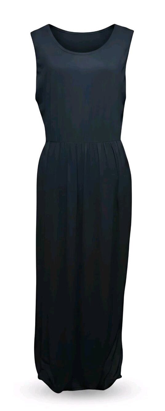 Bar III Elastic Waist Black Maxi Plus Size 2X Sleeveless Rayon Round Neck Dress